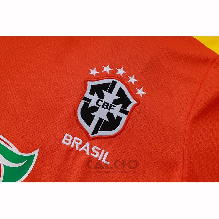 Tuta da Track Brasile Manica Corta 2025-2026 Arancione - Pantaloncini